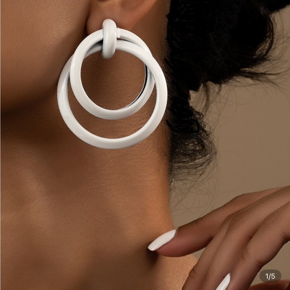 Elegant White Hoop Earrings